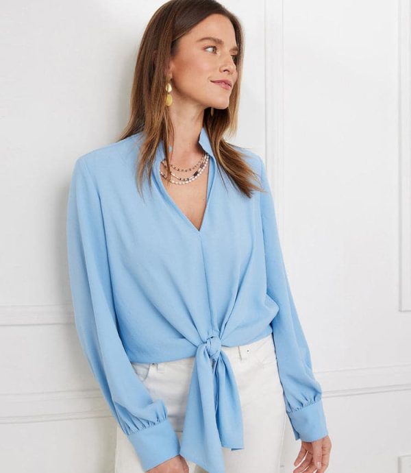 Long Sleeve Tie-Front Top