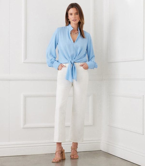 Long Sleeve Tie-Front Top - Image 2