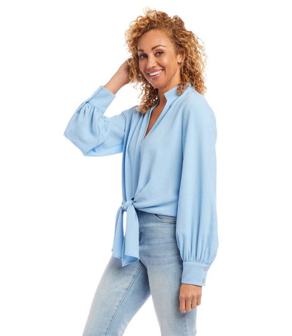 Long Sleeve Tie-Front Top - Image 3
