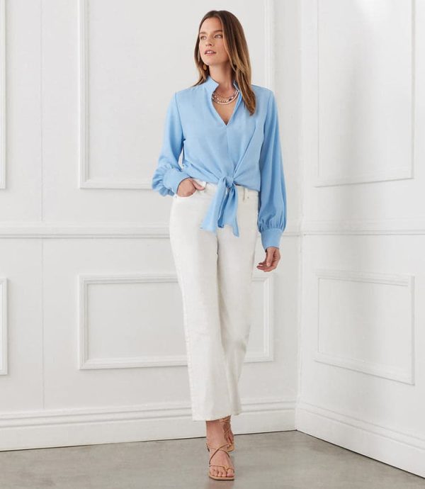 Long Sleeve Tie-Front Top - Image 6