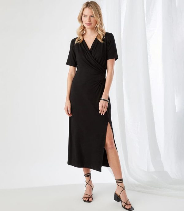 Faux Wrap Midi Dress - Image 2