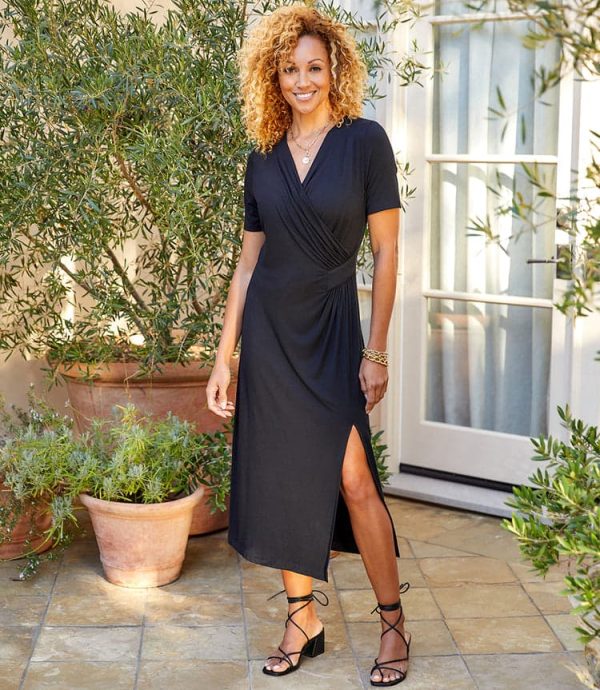 Faux Wrap Midi Dress - Image 6