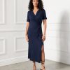 Faux Wrap Midi Dress