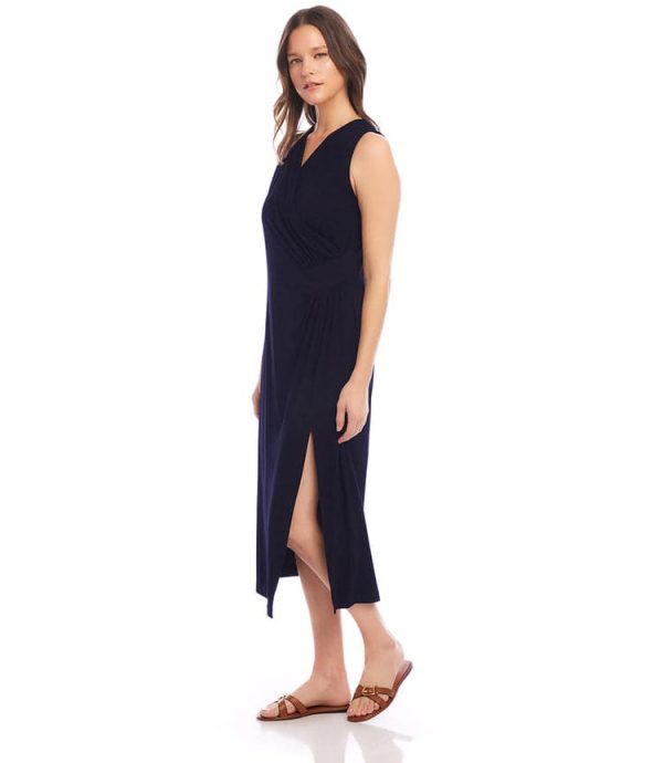 Sleeveless Faux Wrap Midi Dress - Image 3