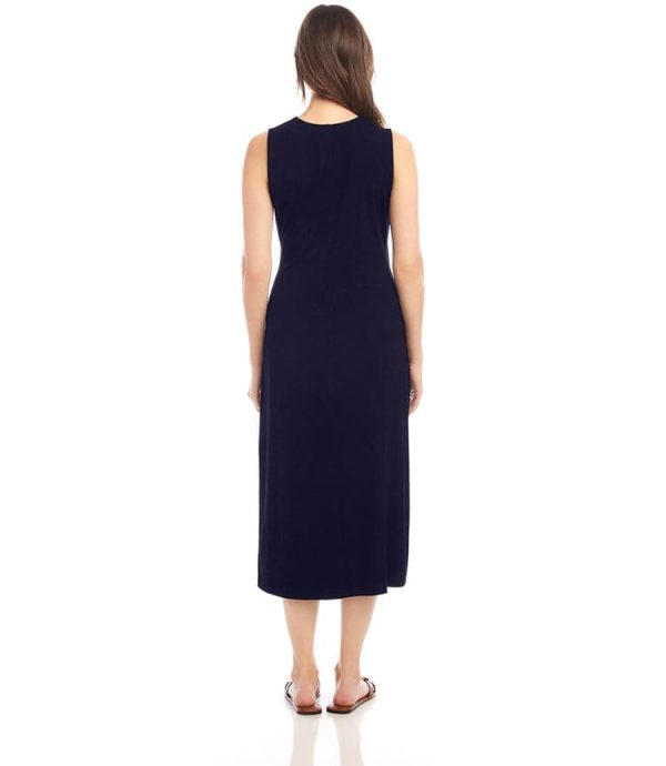 Sleeveless Faux Wrap Midi Dress - Image 4