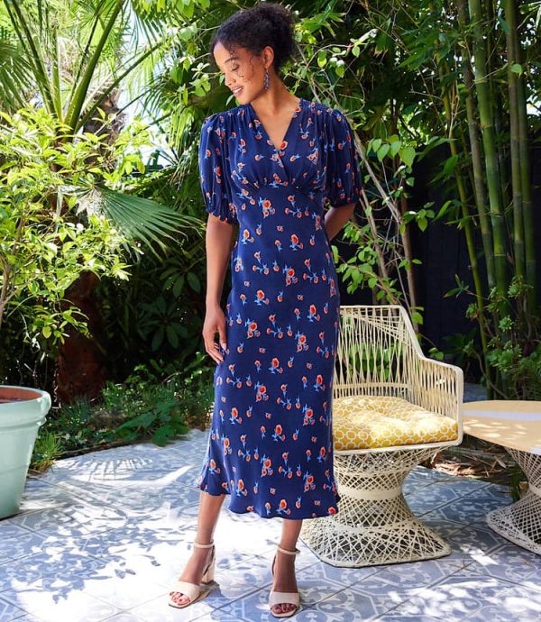 Bias Puff Sleeve Dress