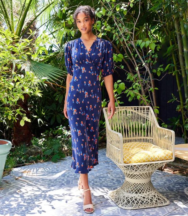 Bias Puff Sleeve Dress - Image 2