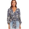 Blouson Sleeve Tie Front Top - Image 3