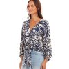 Blouson Sleeve Tie Front Top - Image 4
