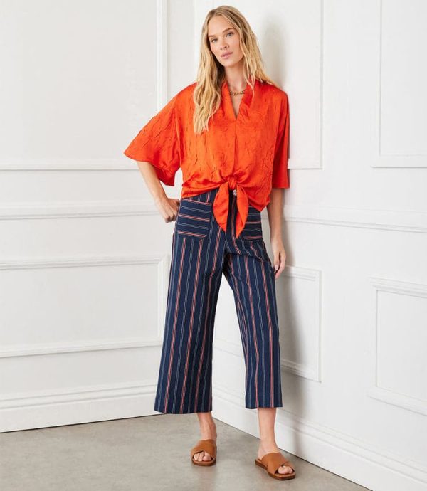 Stripe Cropped Wide Leg Pants - Image 2