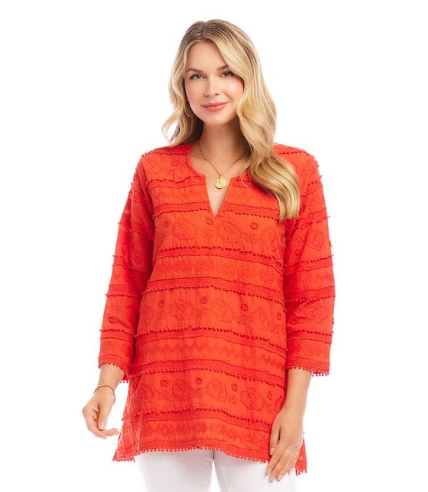 3/4 Sleeve Embroidered Tunic - Image 3