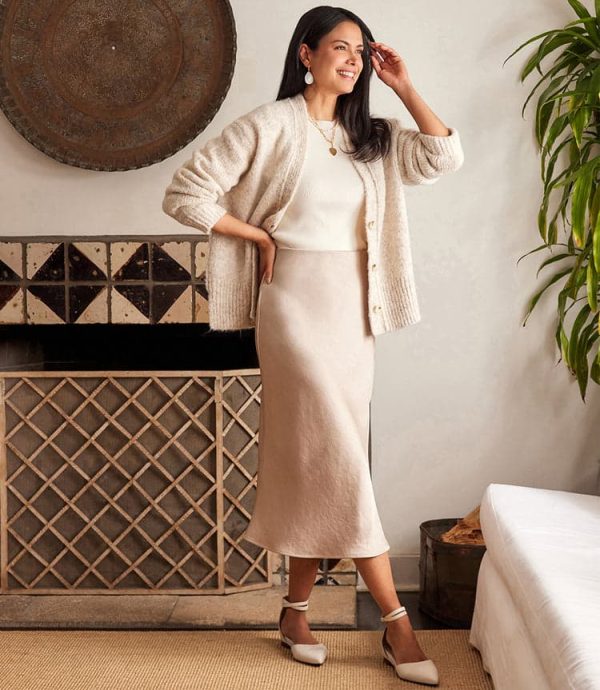 Satin Bias Cut Midi Skirt - Image 2