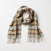 Merino Wool Fringed Plaid Scarf